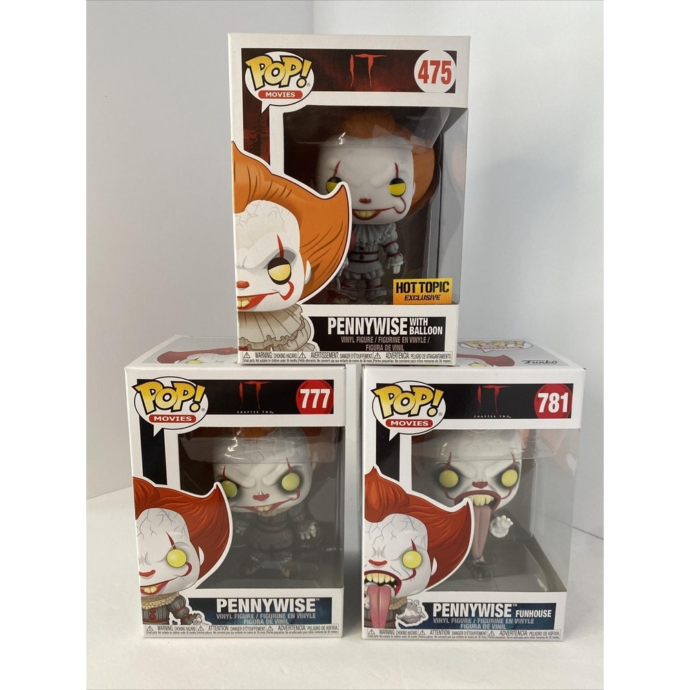 Funko‎ Pop Pennywise IT Chapter Two Lot of 3 Hot Topic Exclusive 475 777 781